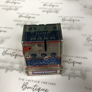 Vintage 1950's J. Chein DIME REGISTER BANK WORKS Missing Bottom